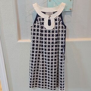 Crown & Ivy Navy and White Patterned Dress